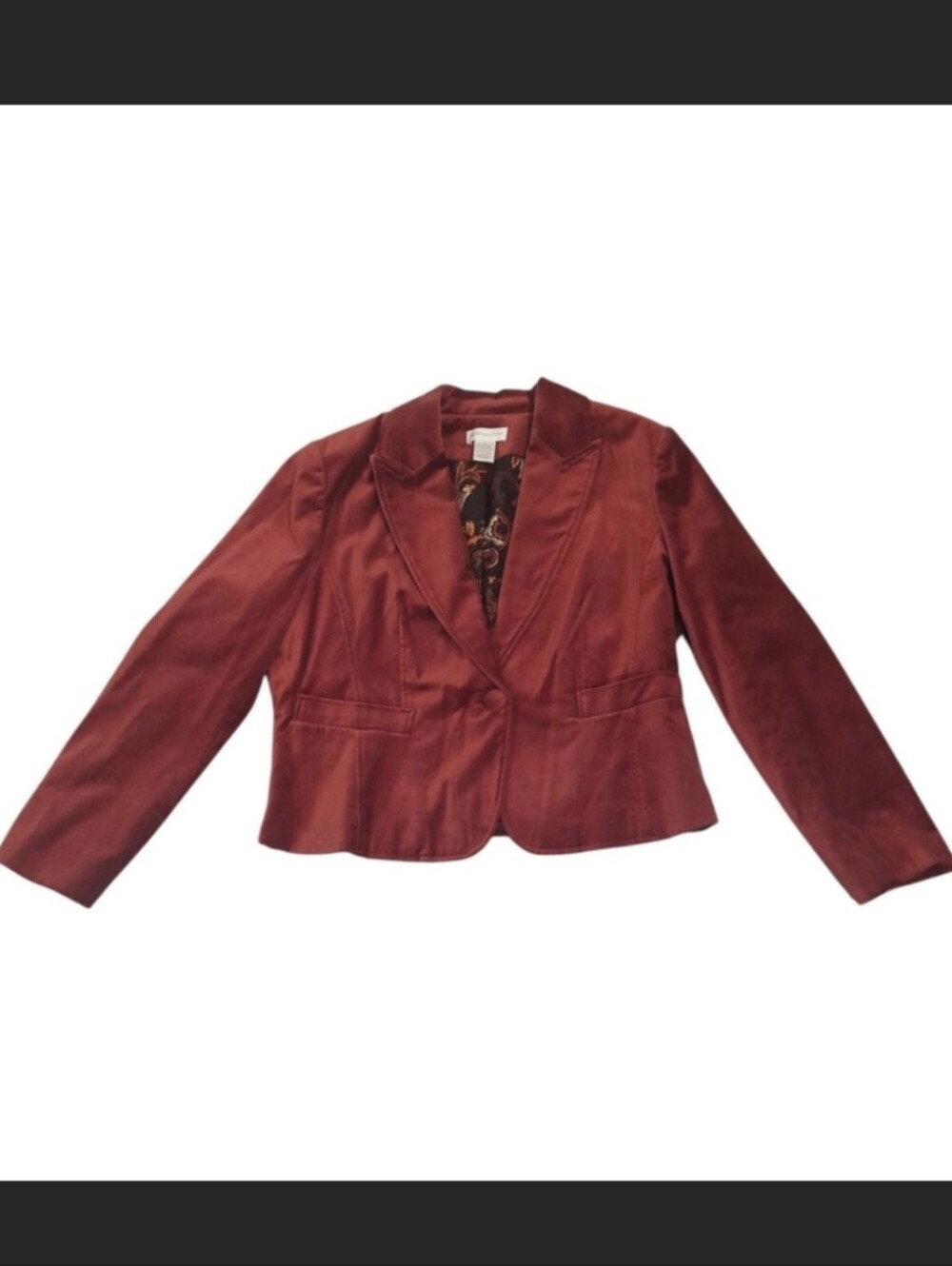 Worthington Women's Burnt Orange Velvet Blazer w/Paisley Lining - Sz 16